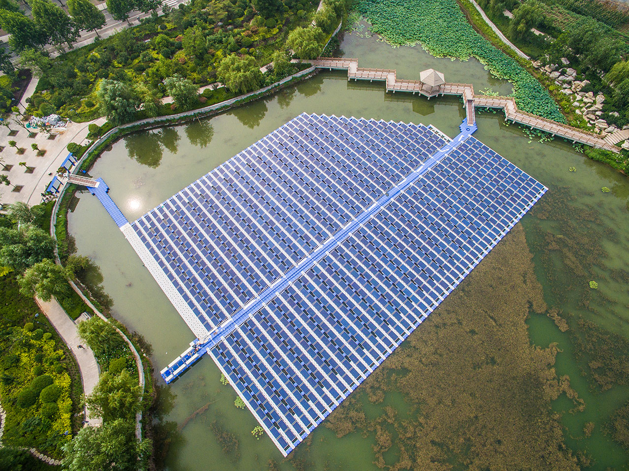 中国·710公海寰宇科技山东济宁300千瓦水面漂浮分布式光伏电站